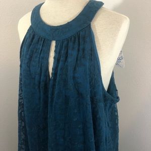NWT J Gee Teal Lace Halter Swing Dress Size 2x